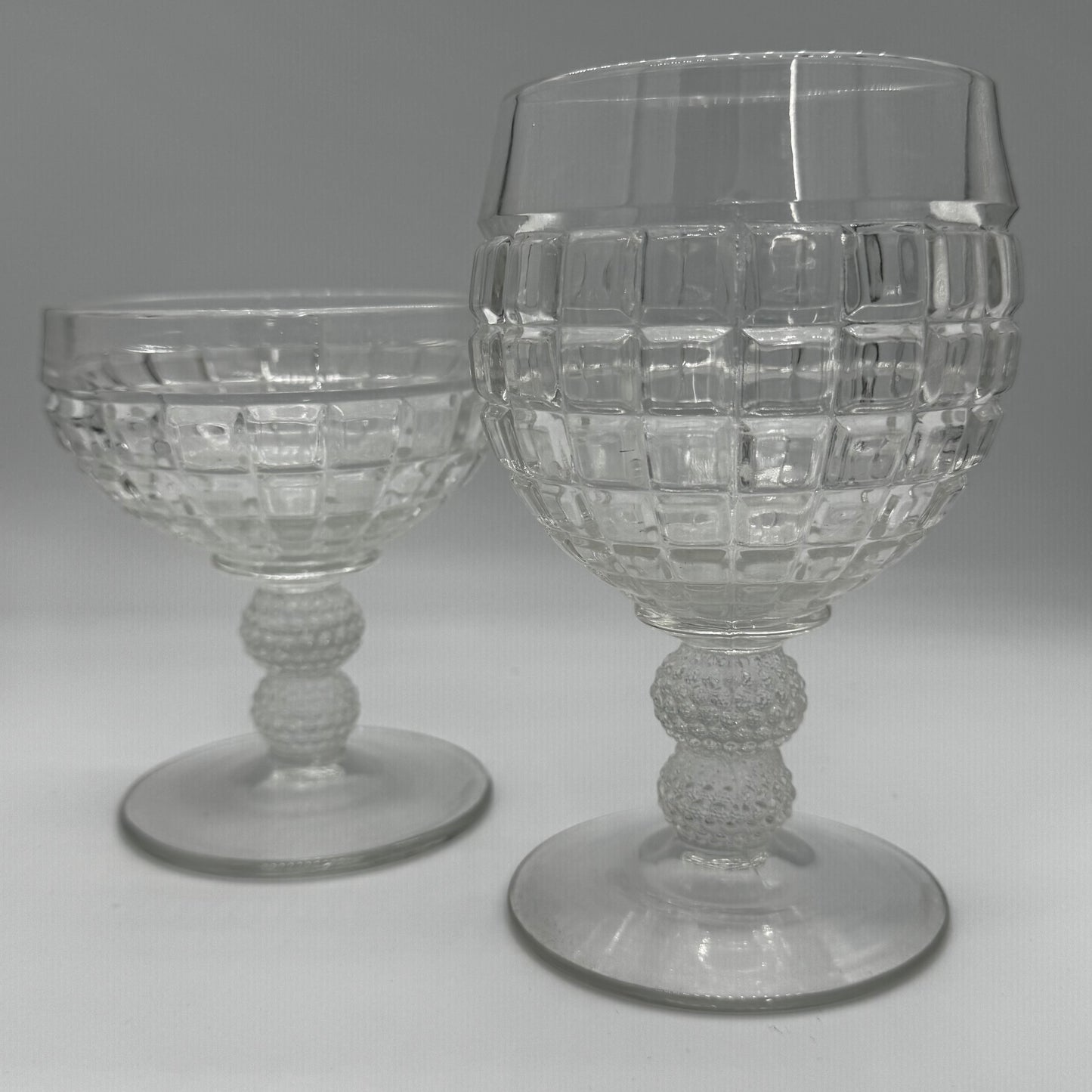 Heisey Victorian Water Goblets with Beaded Knob Stems (Set of Eight)