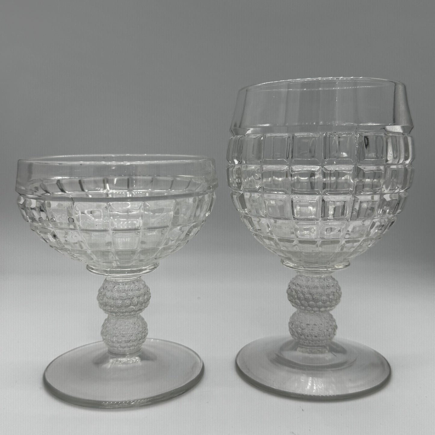 Heisey Victorian Coupes with Beaded Knob Stems (Set of Six)