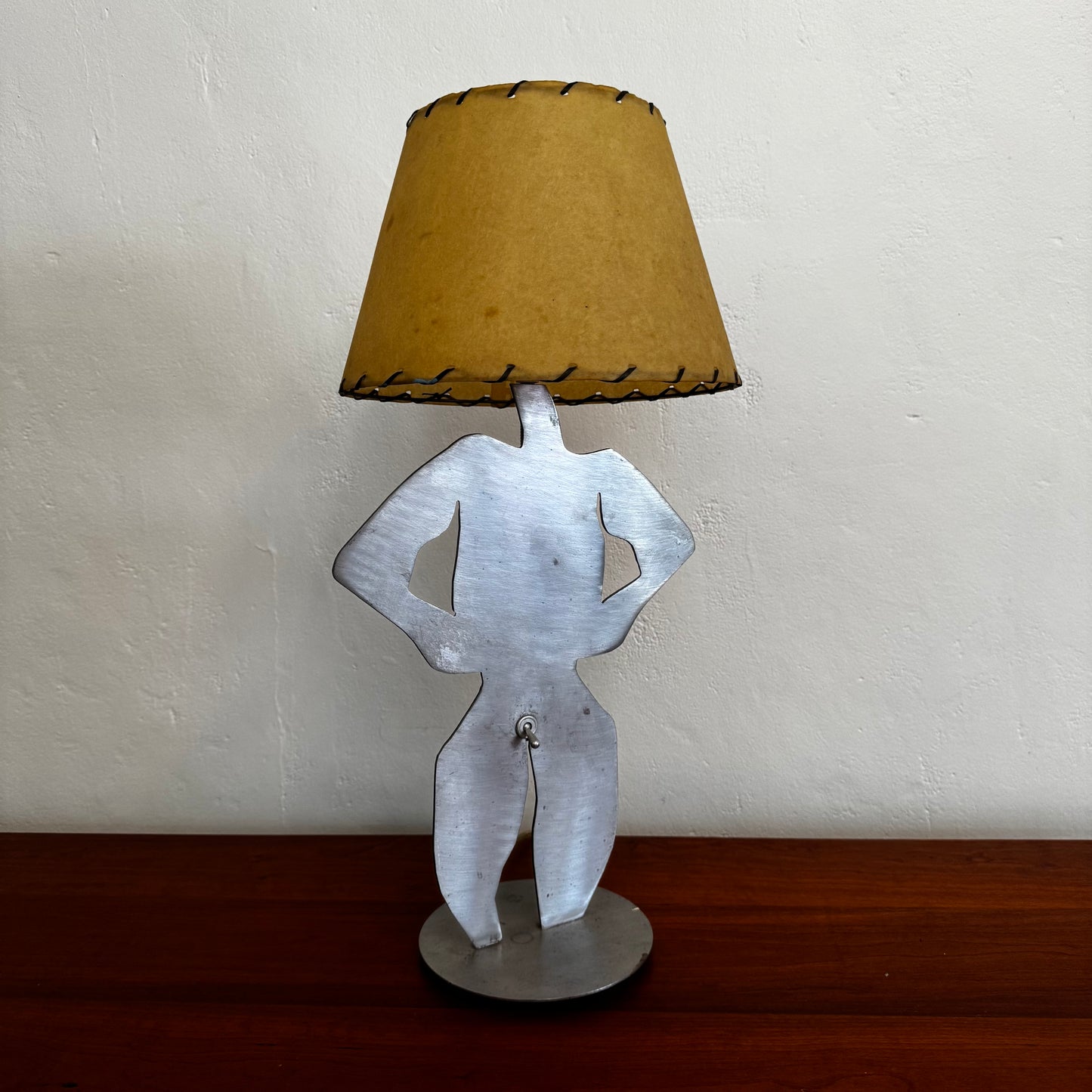 Buff Nude Man Table Light with Rawhide Shade