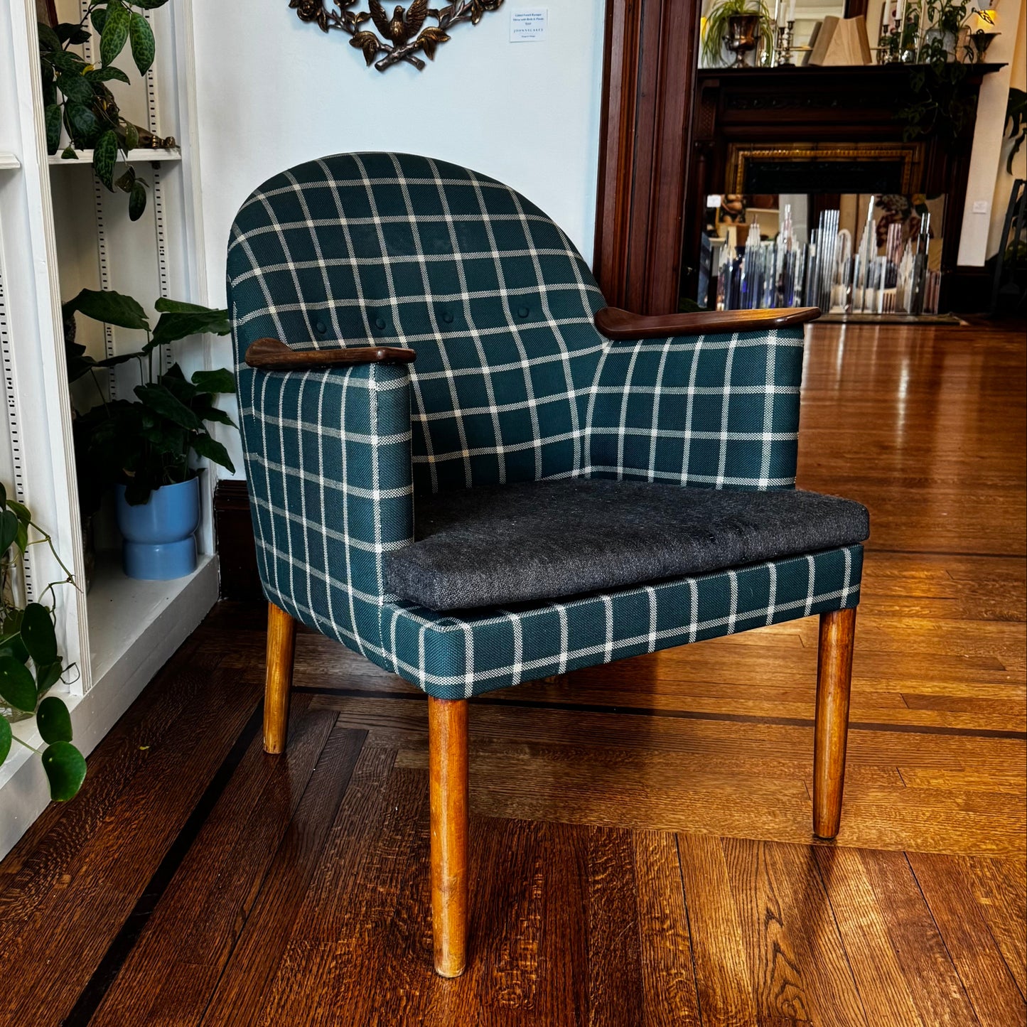 Green Plaid Danish Chair