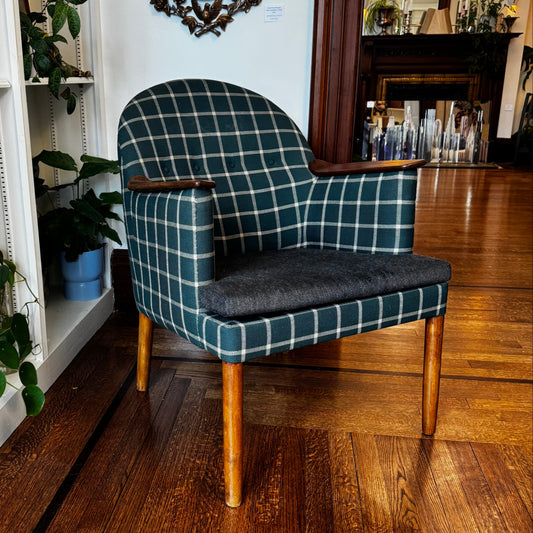 Green Plaid Danish Chair