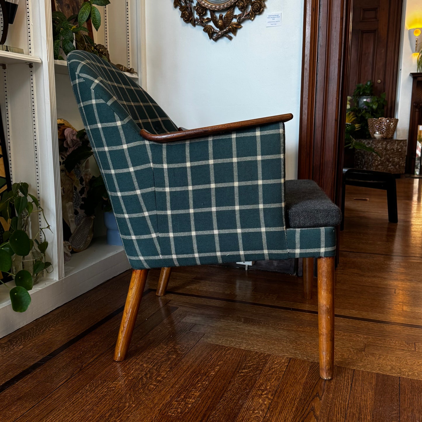 Green Plaid Danish Chair