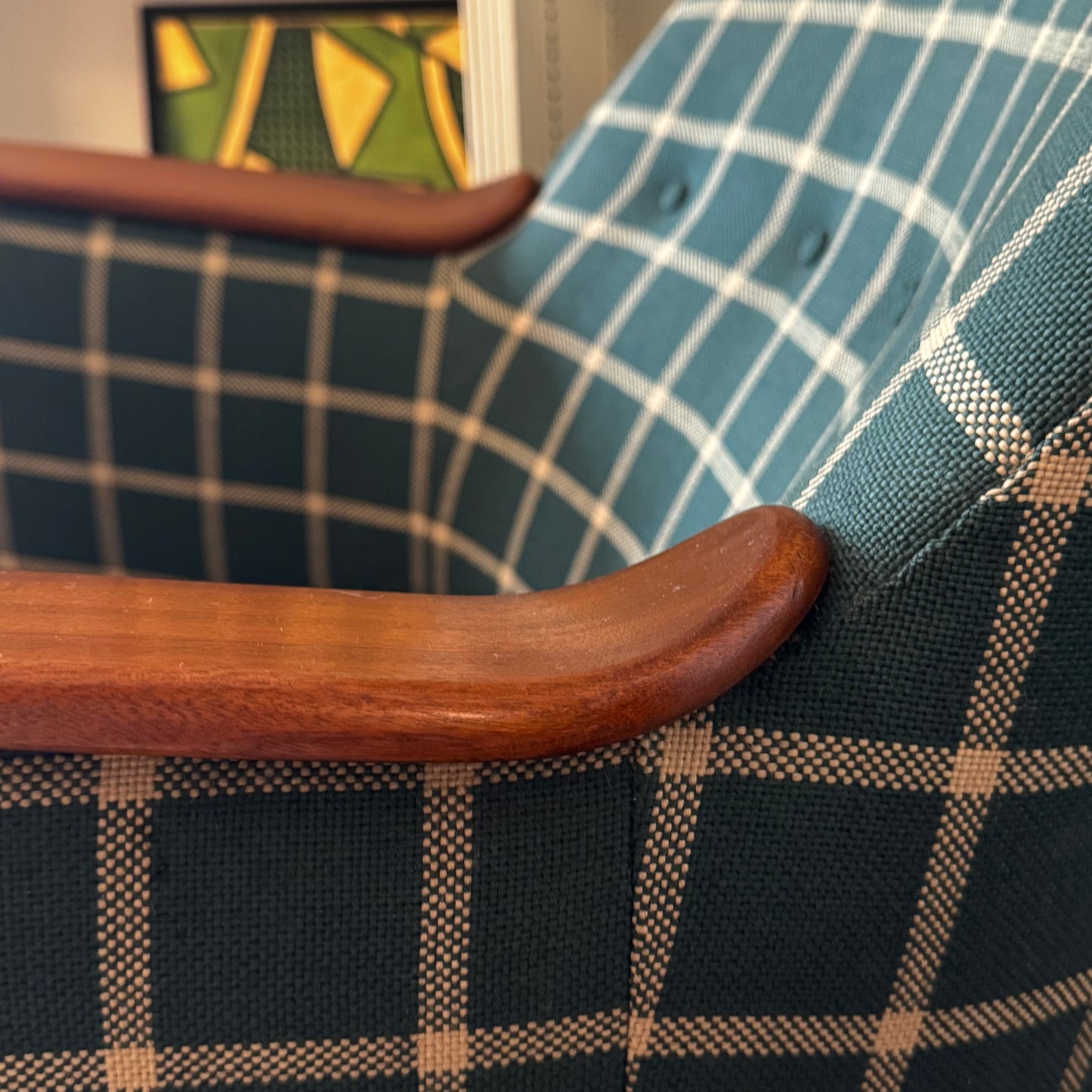 Green Plaid Danish Chair