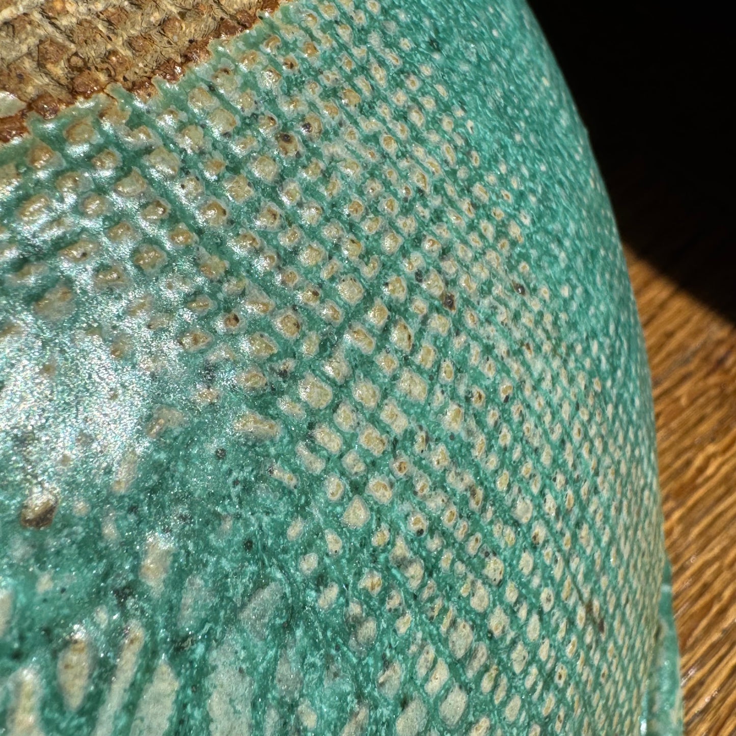 Turquoise Clay Bowl with Faces