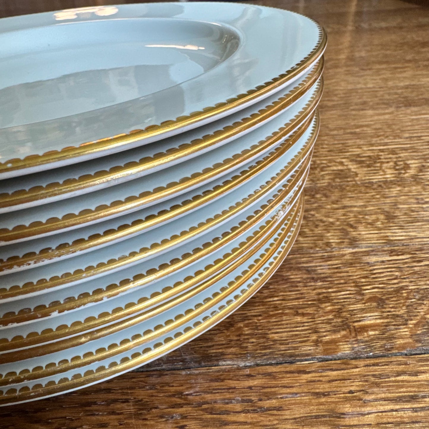 Set of Ten White and Gold English Plates