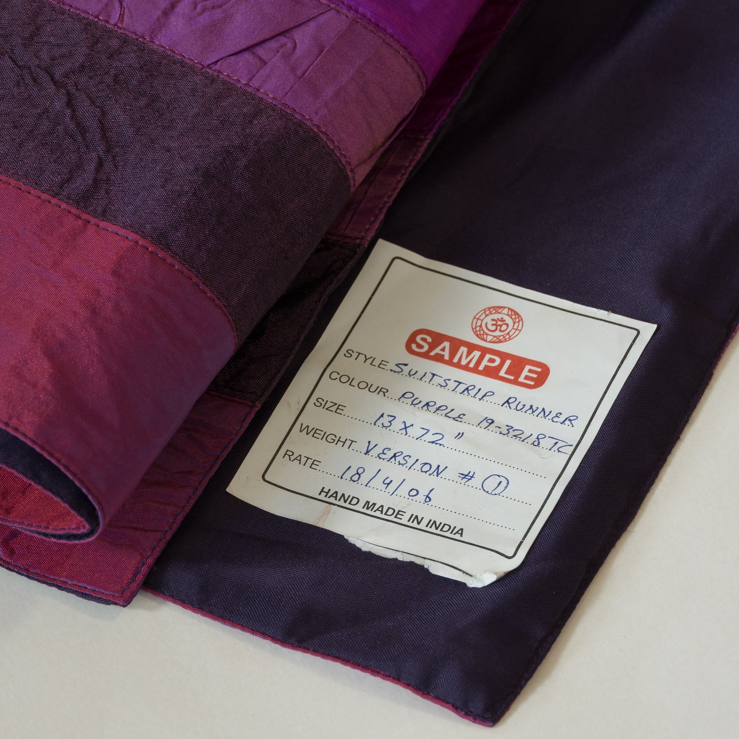 Striped Purple Silk Table Runner