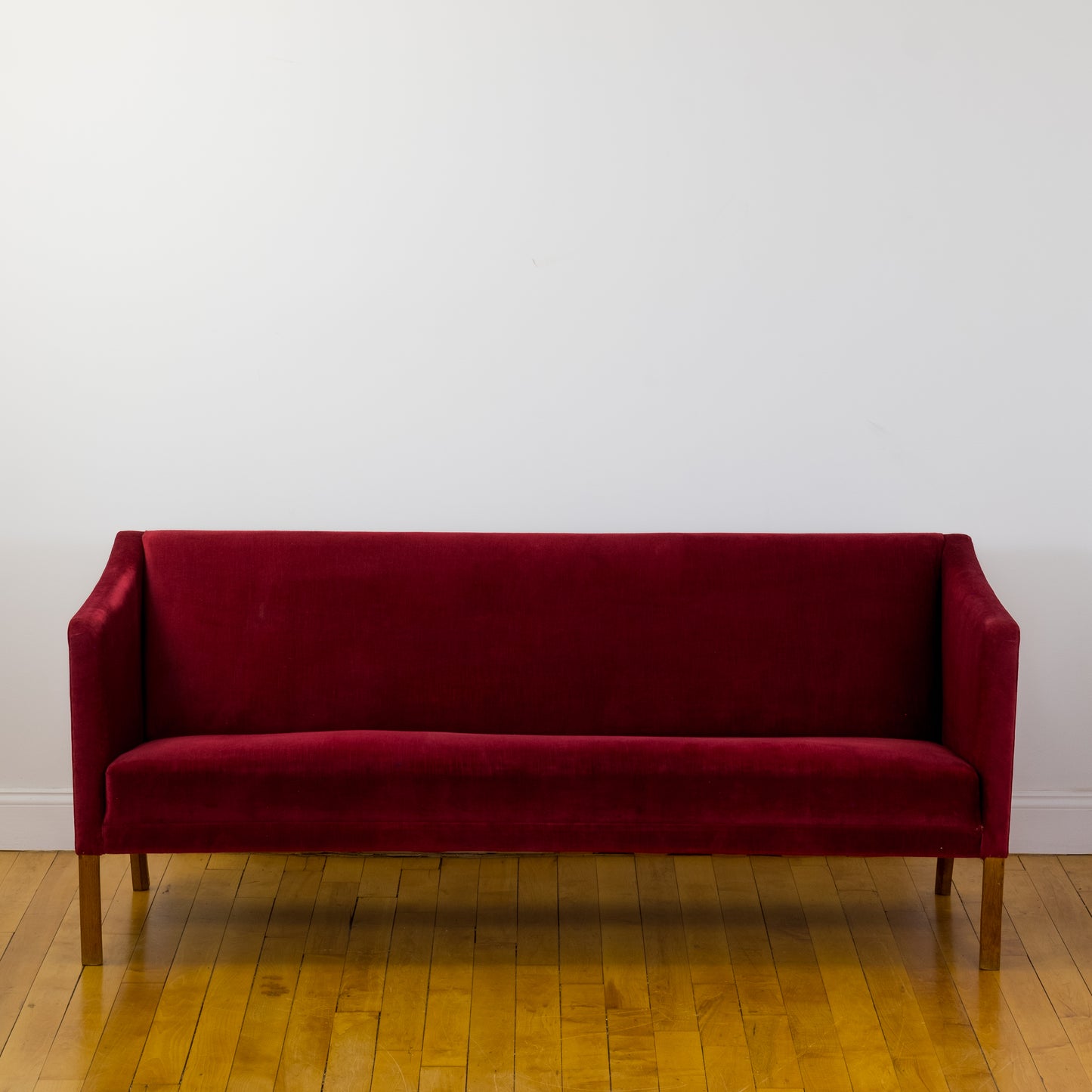 Kaare Klint Style Danish Red Velvet Sofa