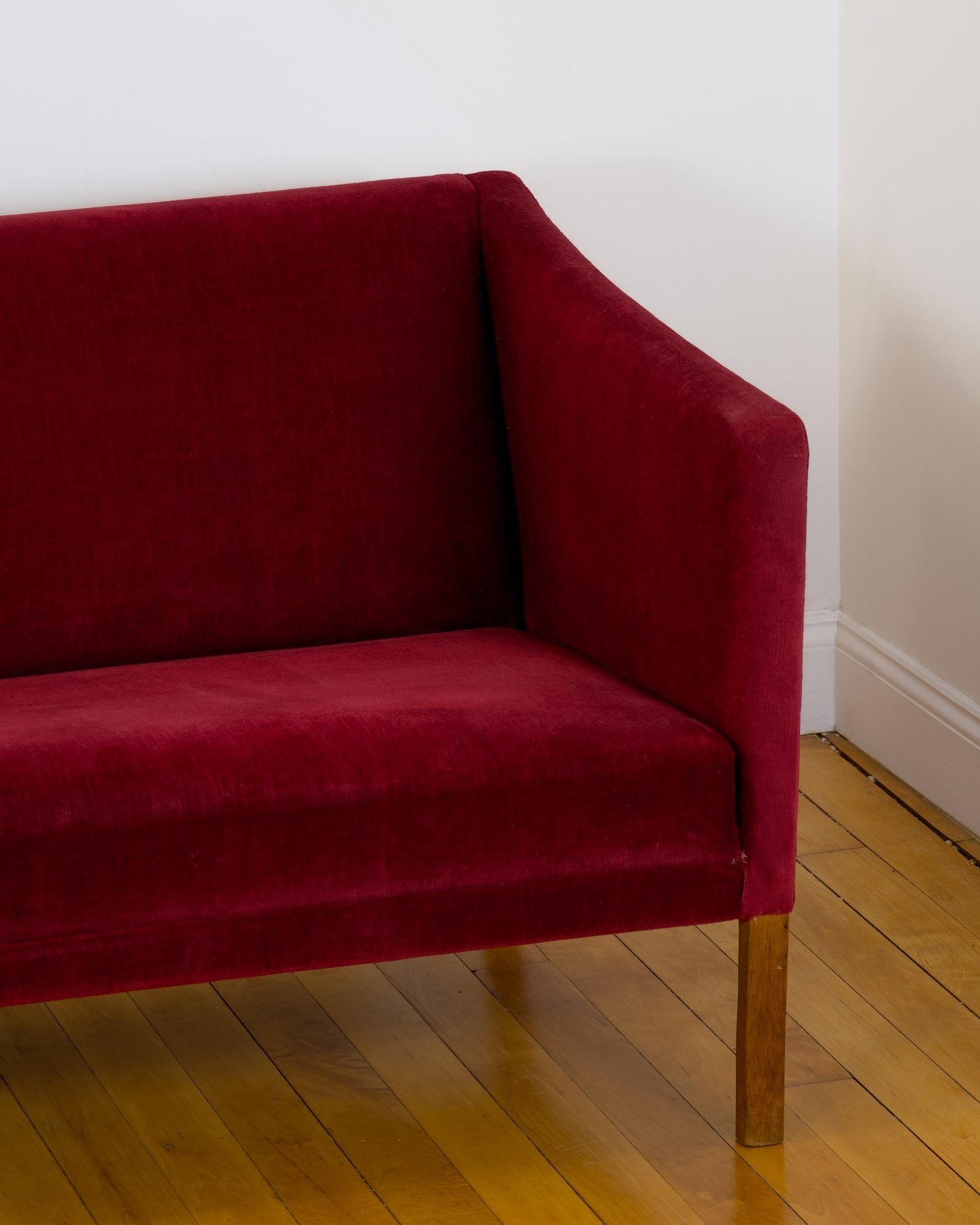 Kaare Klint Style Danish Red Velvet Sofa