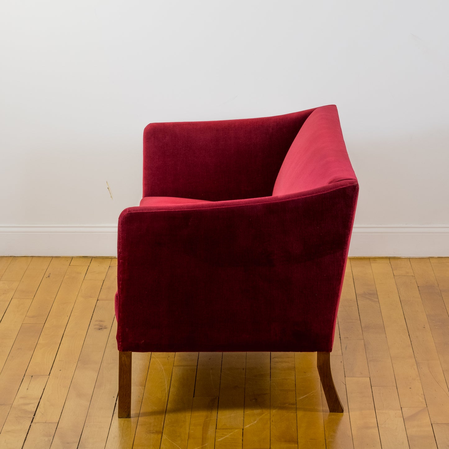 Kaare Klint Style Danish Red Velvet Sofa