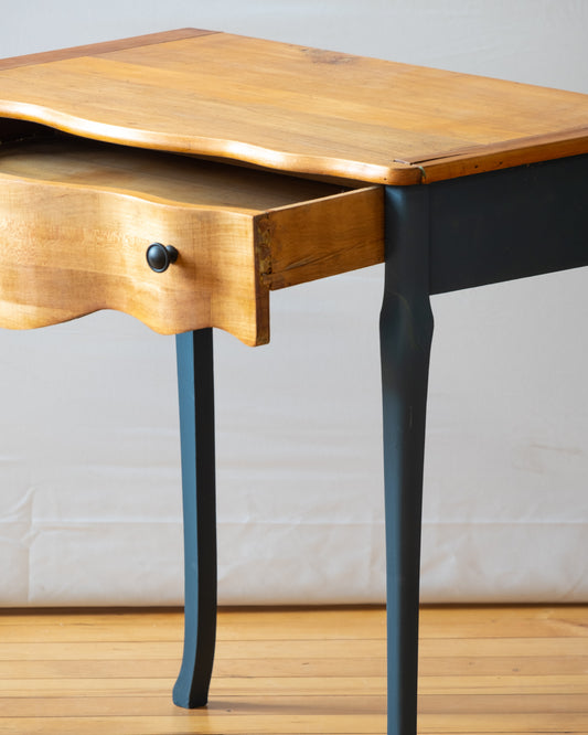 Antique Maple Side Table with Scalloped Drawer