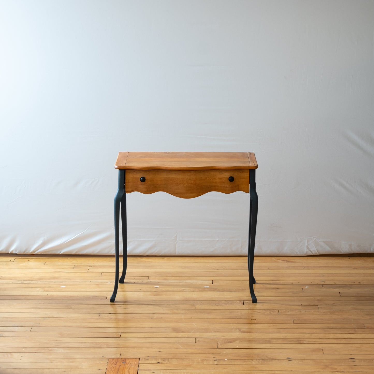 Antique Maple Side Table with Scalloped Drawer