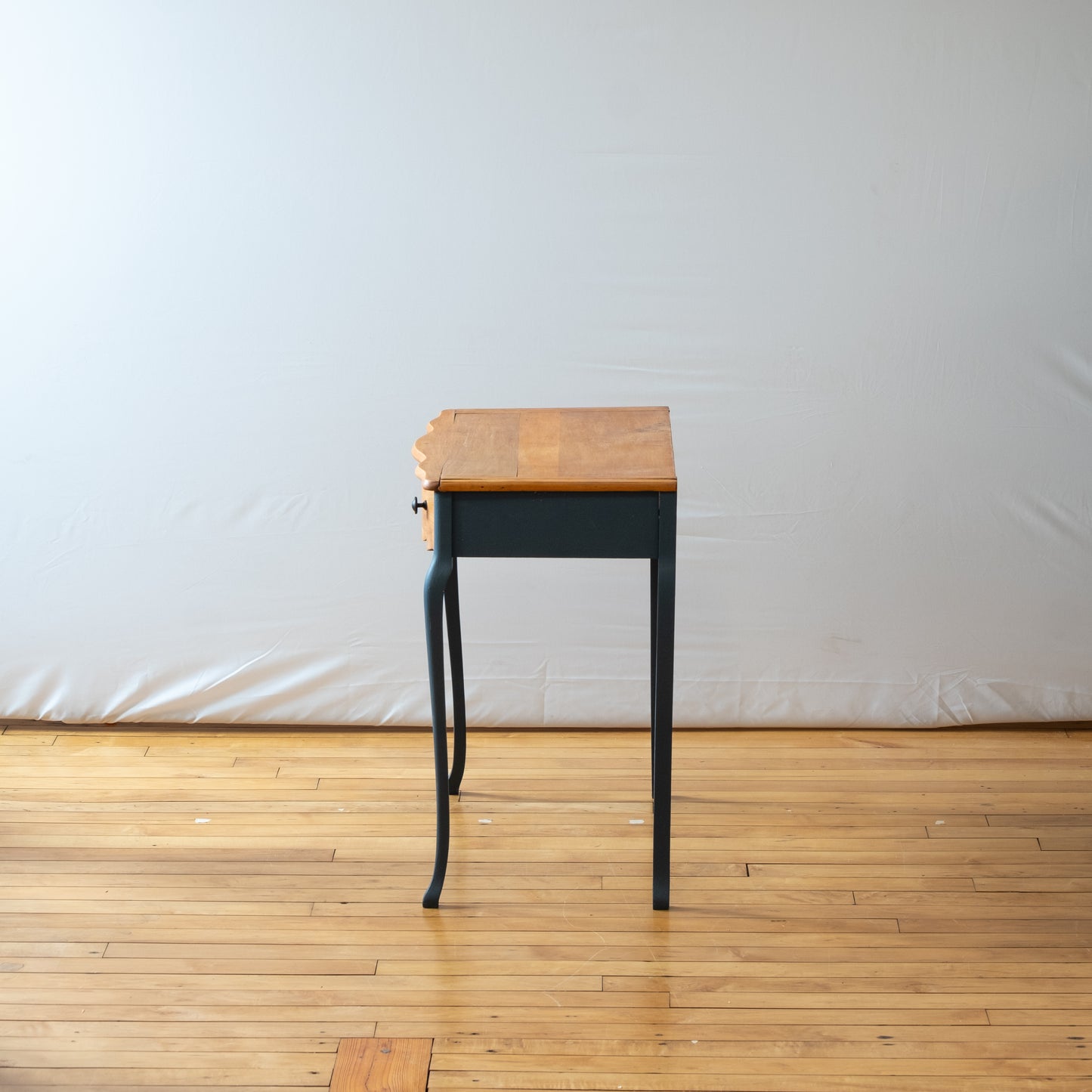Antique Maple Side Table with Scalloped Drawer