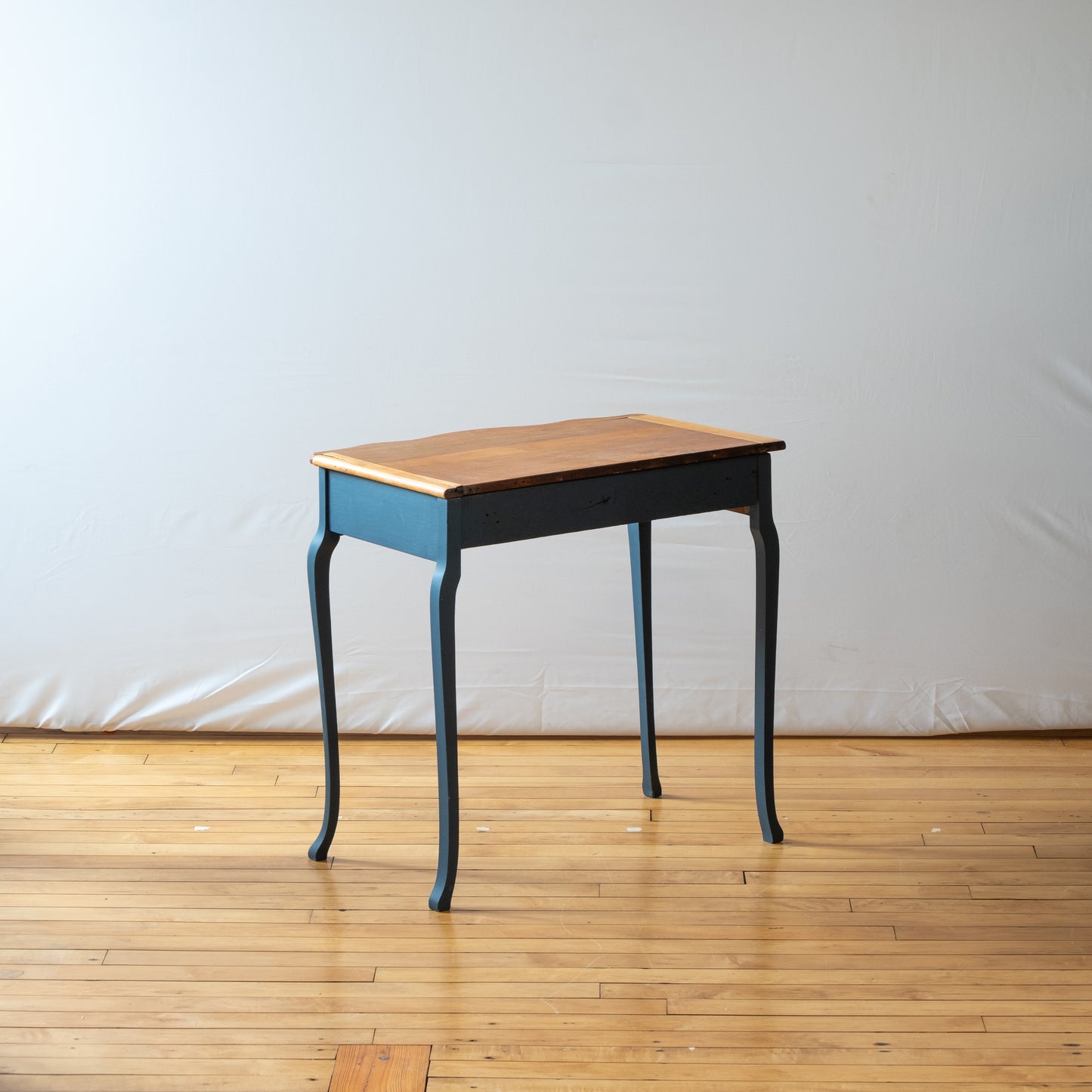 Antique Maple Side Table with Scalloped Drawer