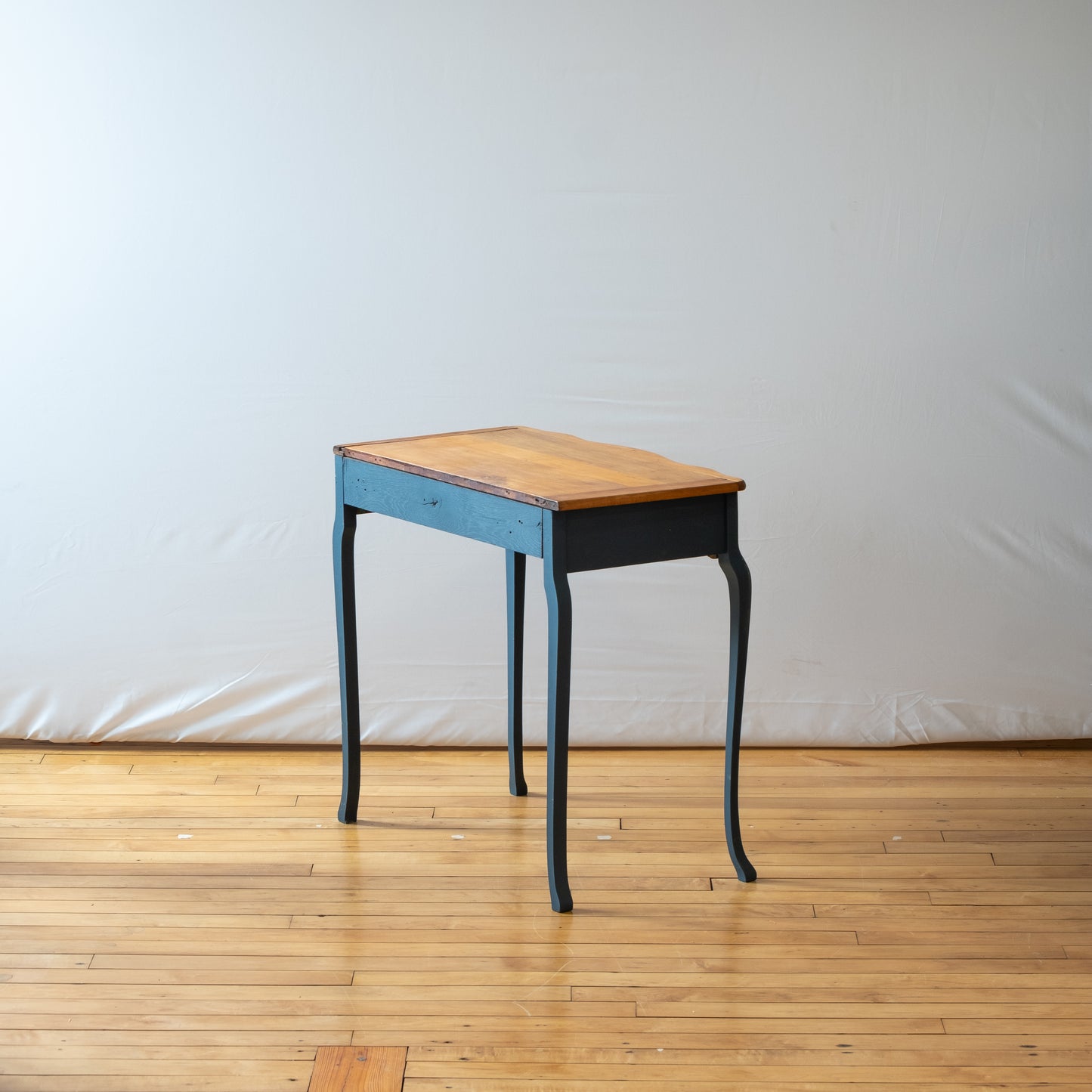 Antique Maple Side Table with Scalloped Drawer