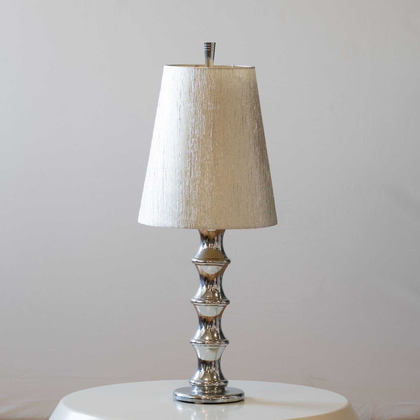Silver Table Lamp with Silver Lamé Shade