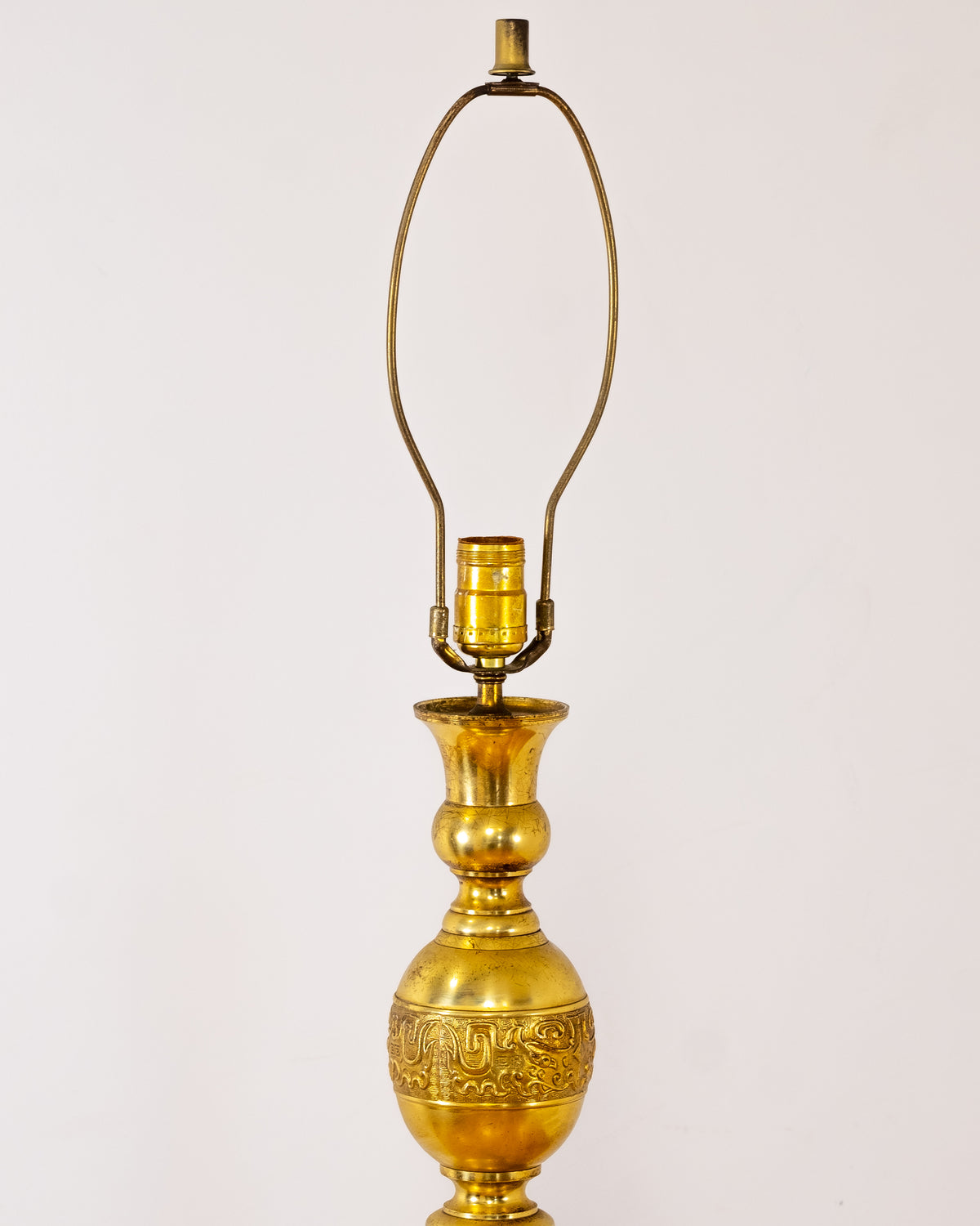 Pair of Stacked Decorative Molded Brass Floor Lamps