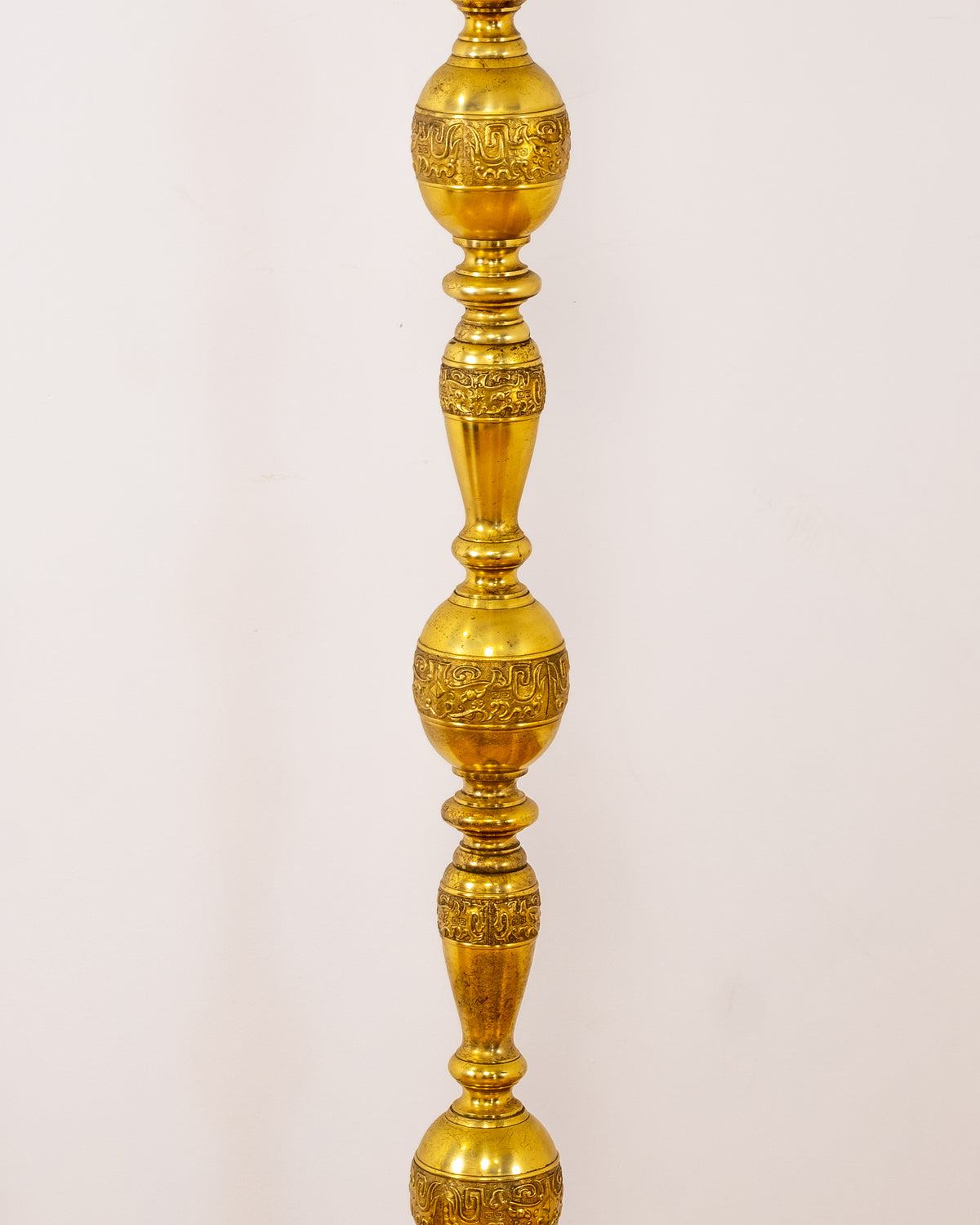 Pair of Stacked Decorative Molded Brass Floor Lamps
