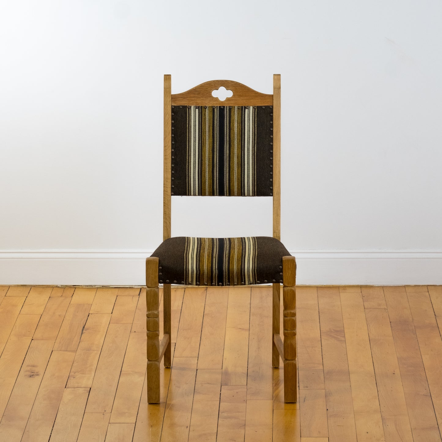 Danish Oak and Wool Dining Chairs (set of 8) in the style of Henning Kjaernulf