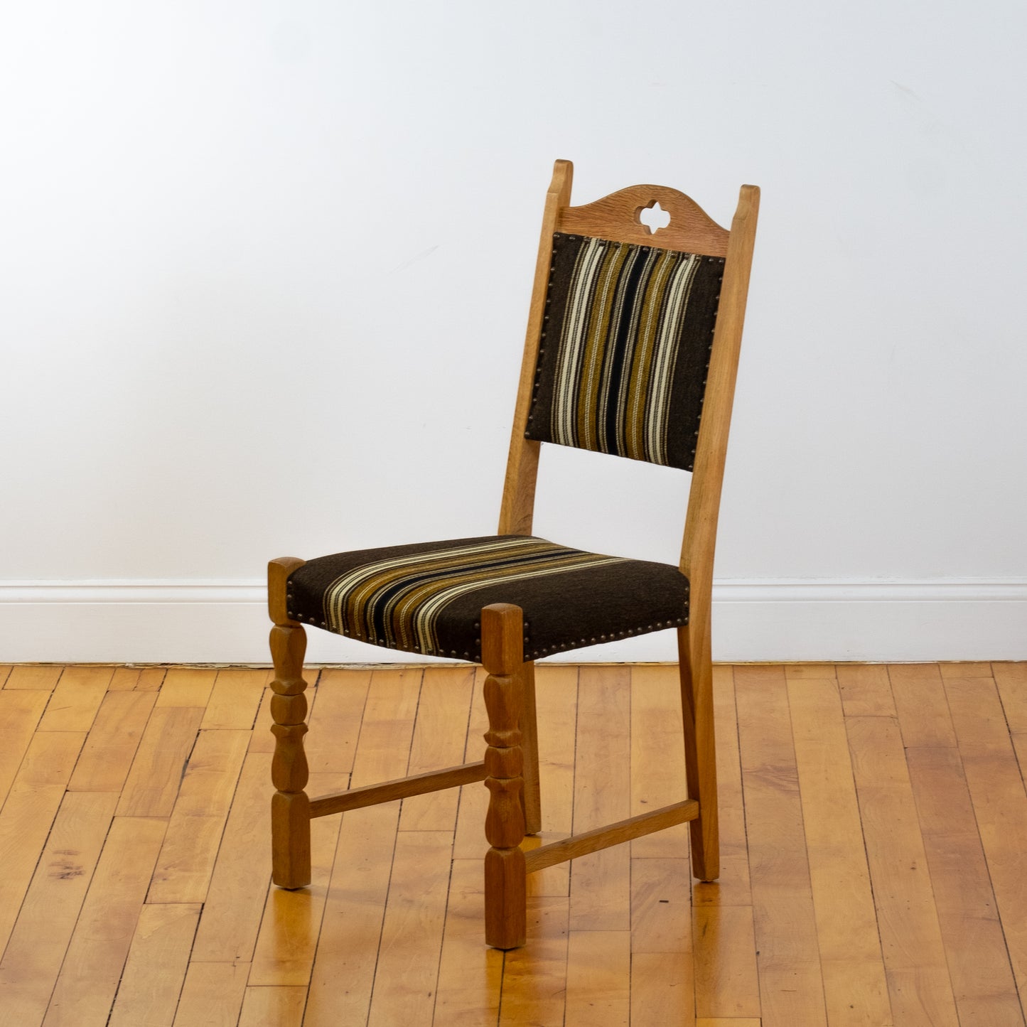 Danish Oak and Wool Dining Chairs (set of 8) in the style of Henning Kjaernulf