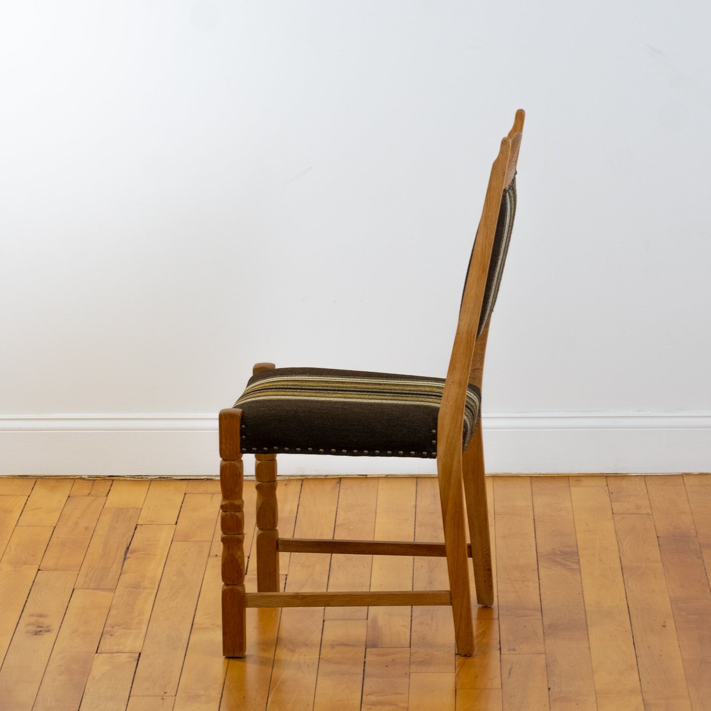 Danish Oak and Wool Dining Chairs (set of 8) in the style of Henning Kjaernulf