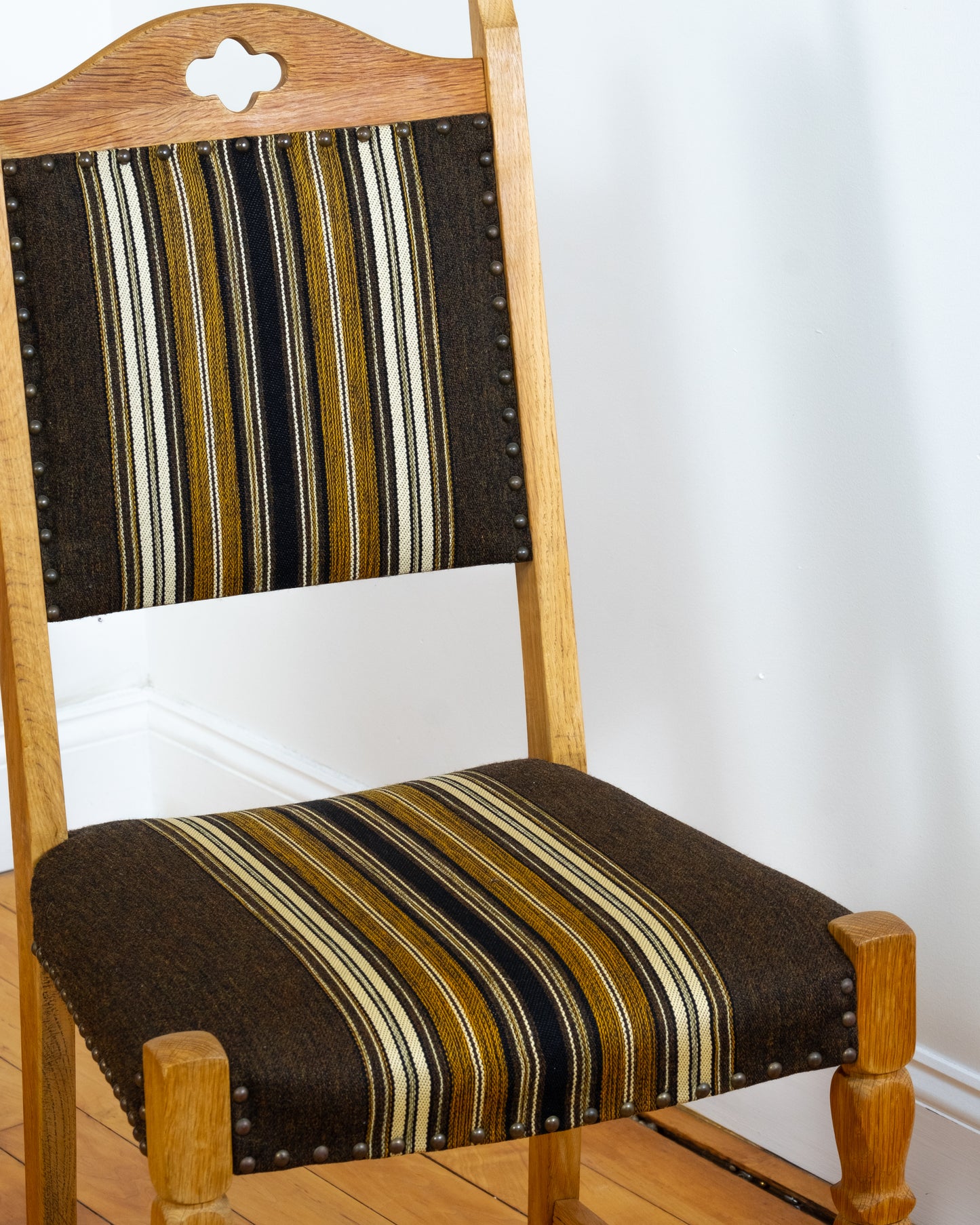 Danish Oak and Wool Dining Chairs (set of 8) in the style of Henning Kjaernulf