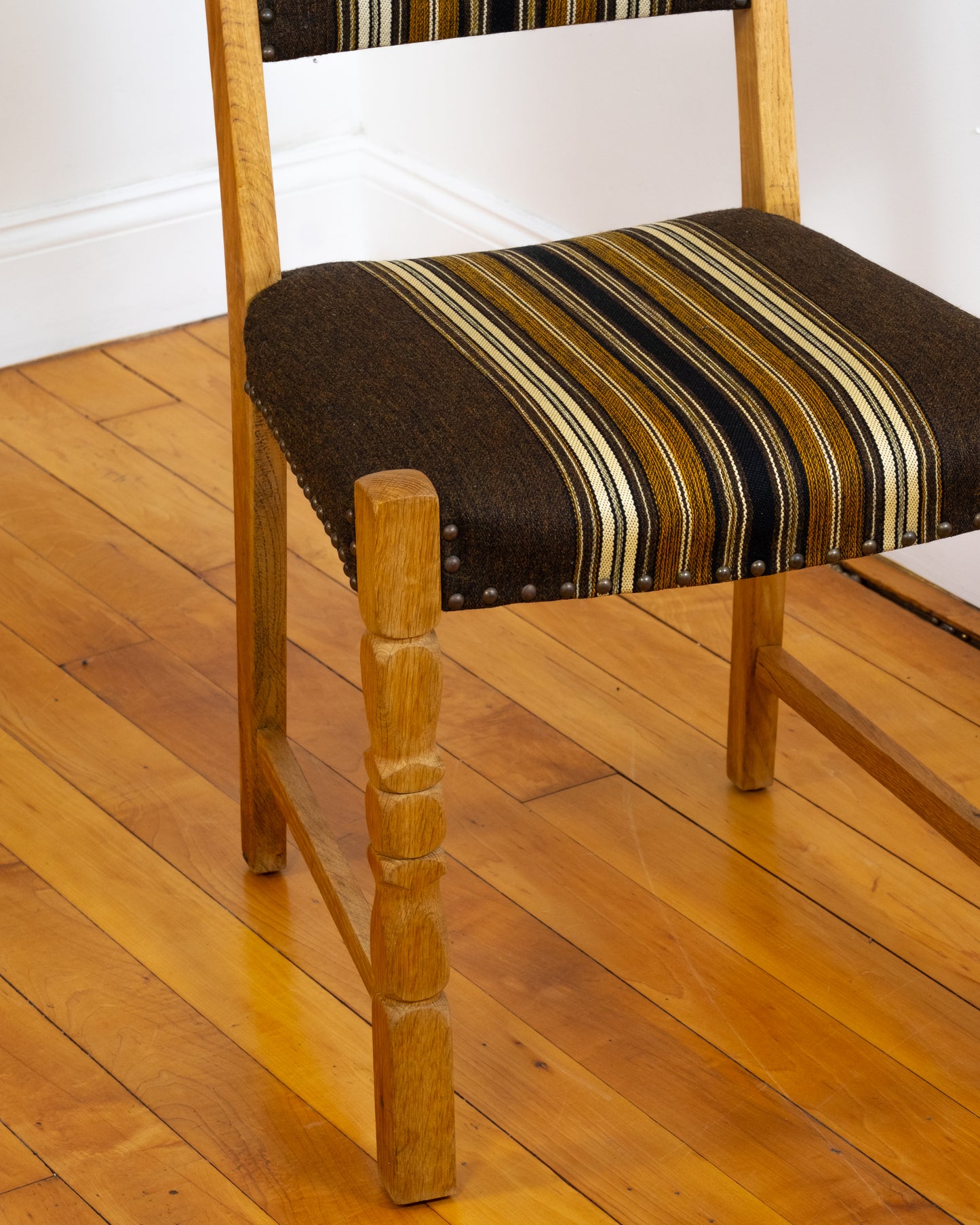 Danish Oak and Wool Dining Chairs (set of 8) in the style of Henning Kjaernulf