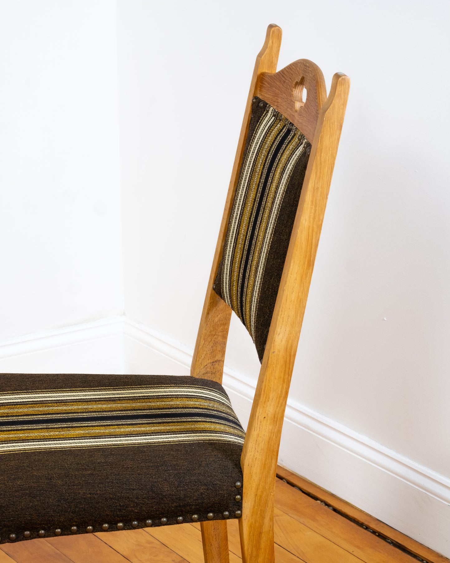 Danish Oak and Wool Dining Chairs (set of 8) in the style of Henning Kjaernulf