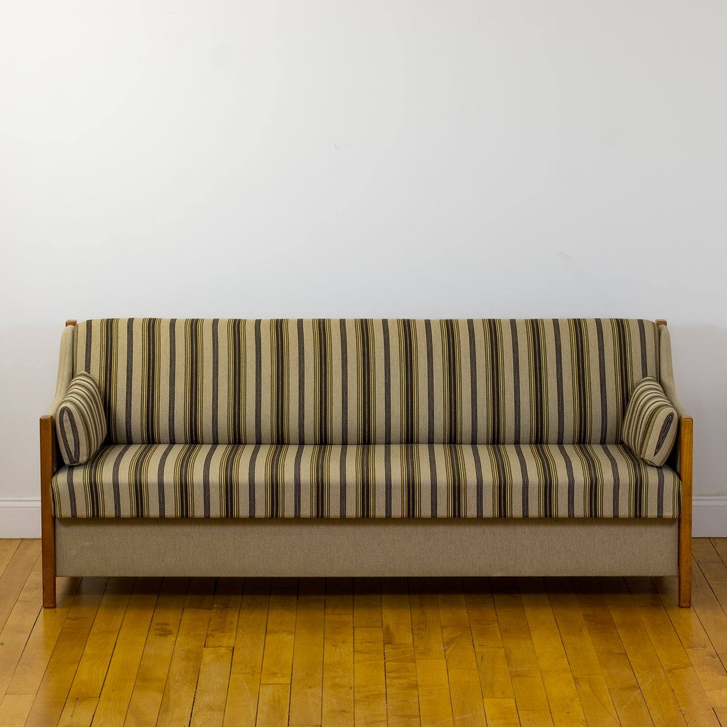 Scandinavian Modern Striped Wool Daybed Sleeper Sofa c. 1990s