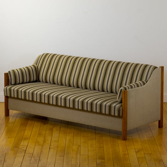 Scandinavian Modern Striped Wool Daybed Sleeper Sofa c. 1990s