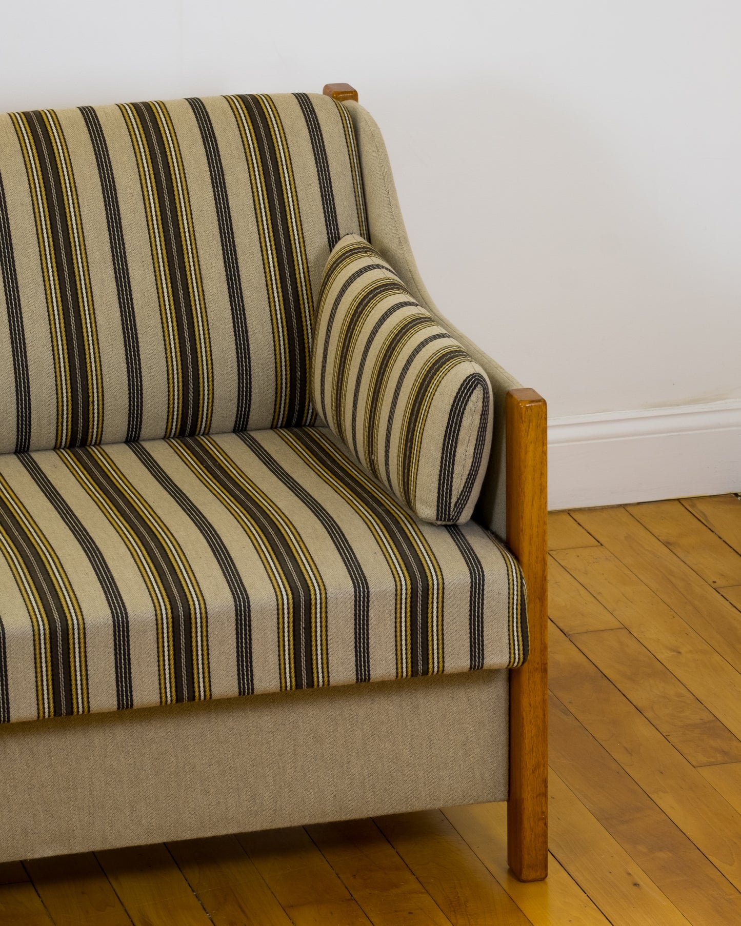 Scandinavian Modern Striped Wool Daybed Sleeper Sofa c. 1990s