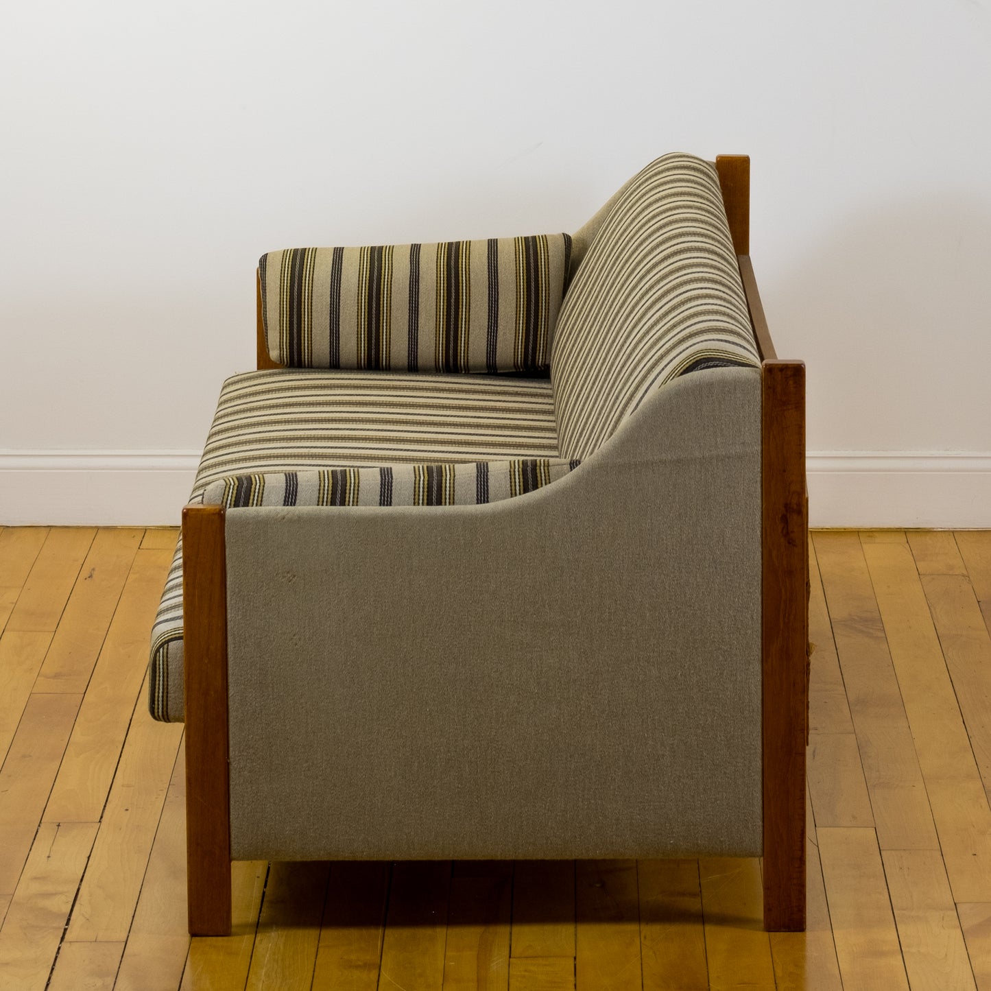 Scandinavian Modern Striped Wool Daybed Sleeper Sofa c. 1990s