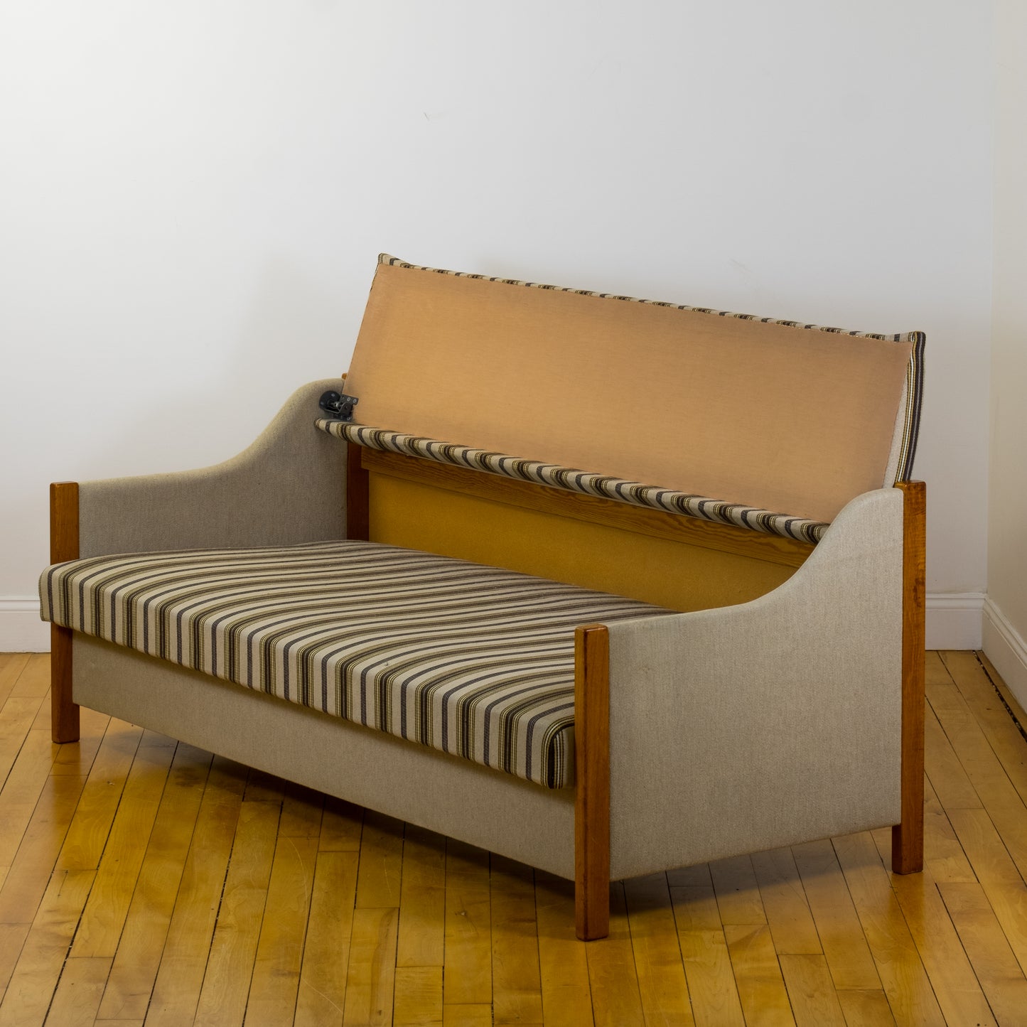 Scandinavian Modern Striped Wool Daybed Sleeper Sofa c. 1990s