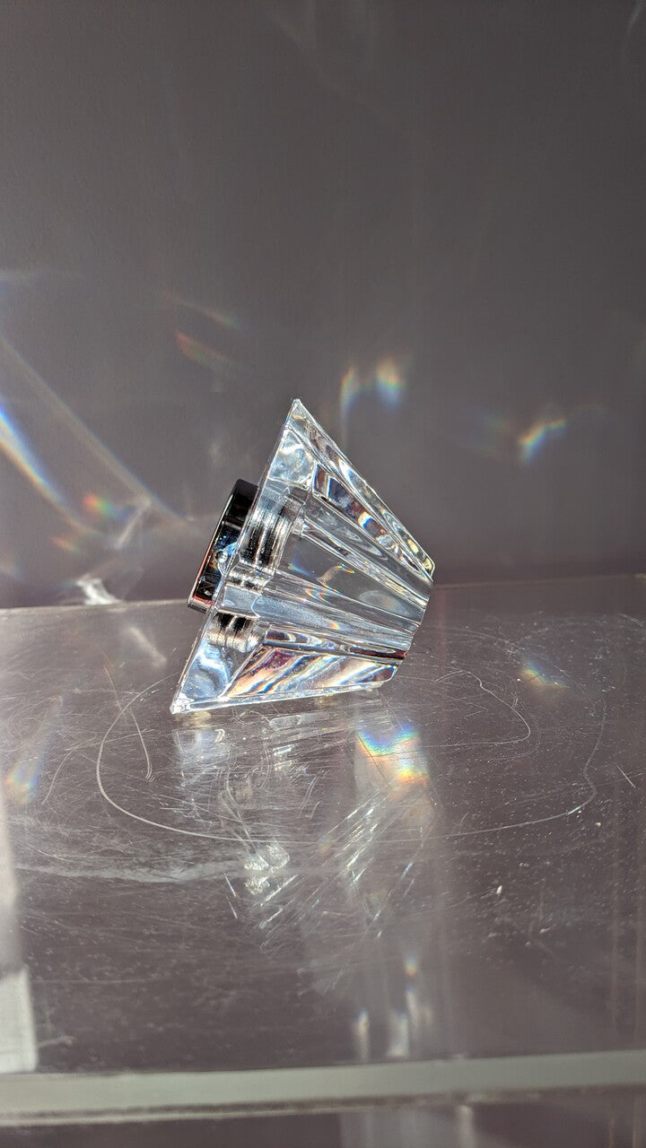 Orrefors Sweden Crystal Paperweight Desk Quartz Clock