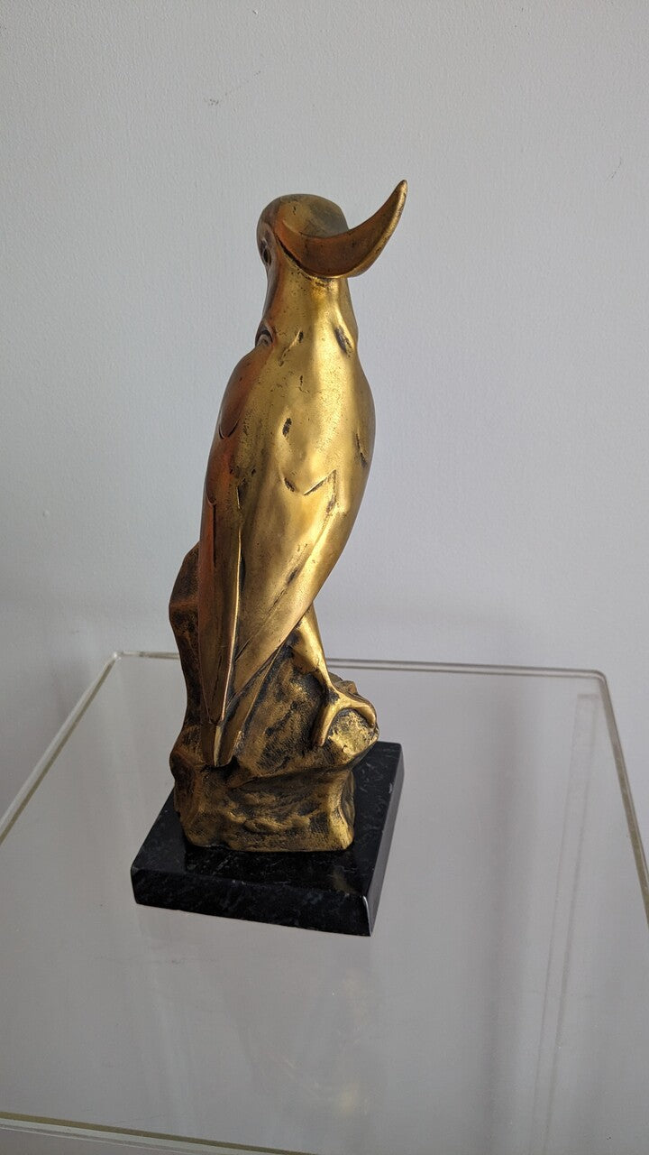 Early 20th Century Art Deco Gold Parakeet Bookends - Set of 2