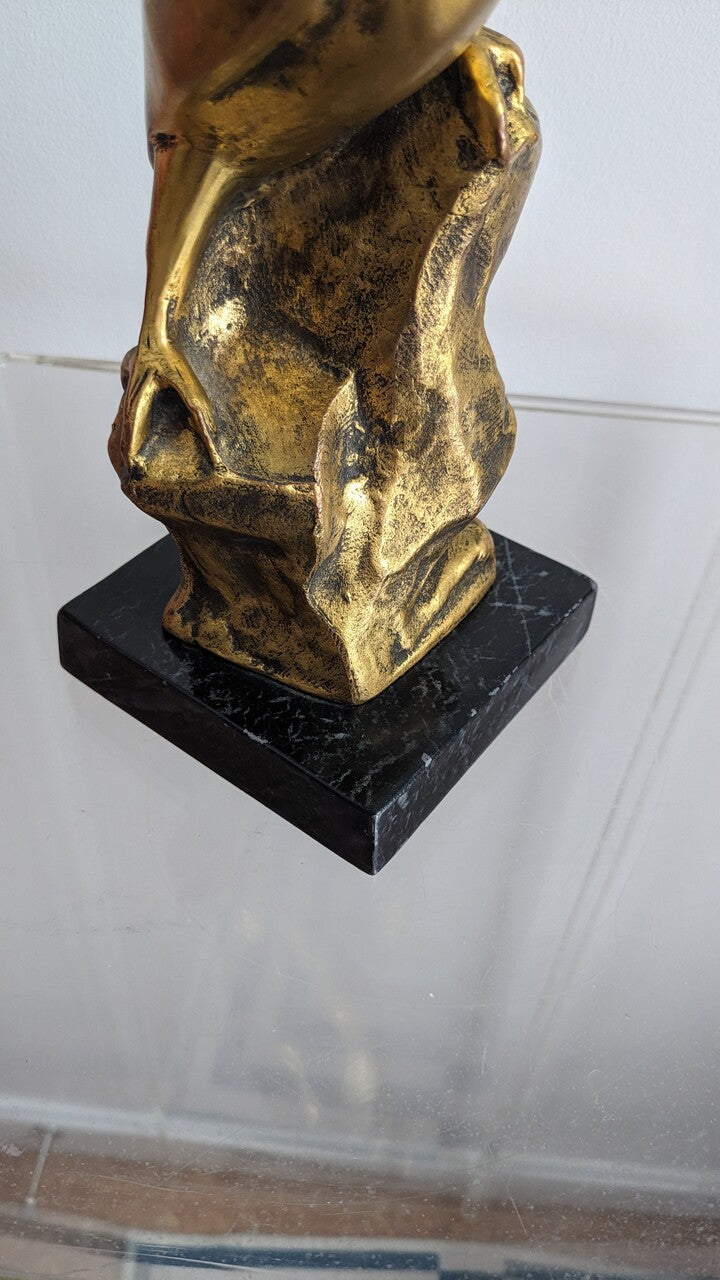 Early 20th Century Art Deco Gold Parakeet Bookends - Set of 2