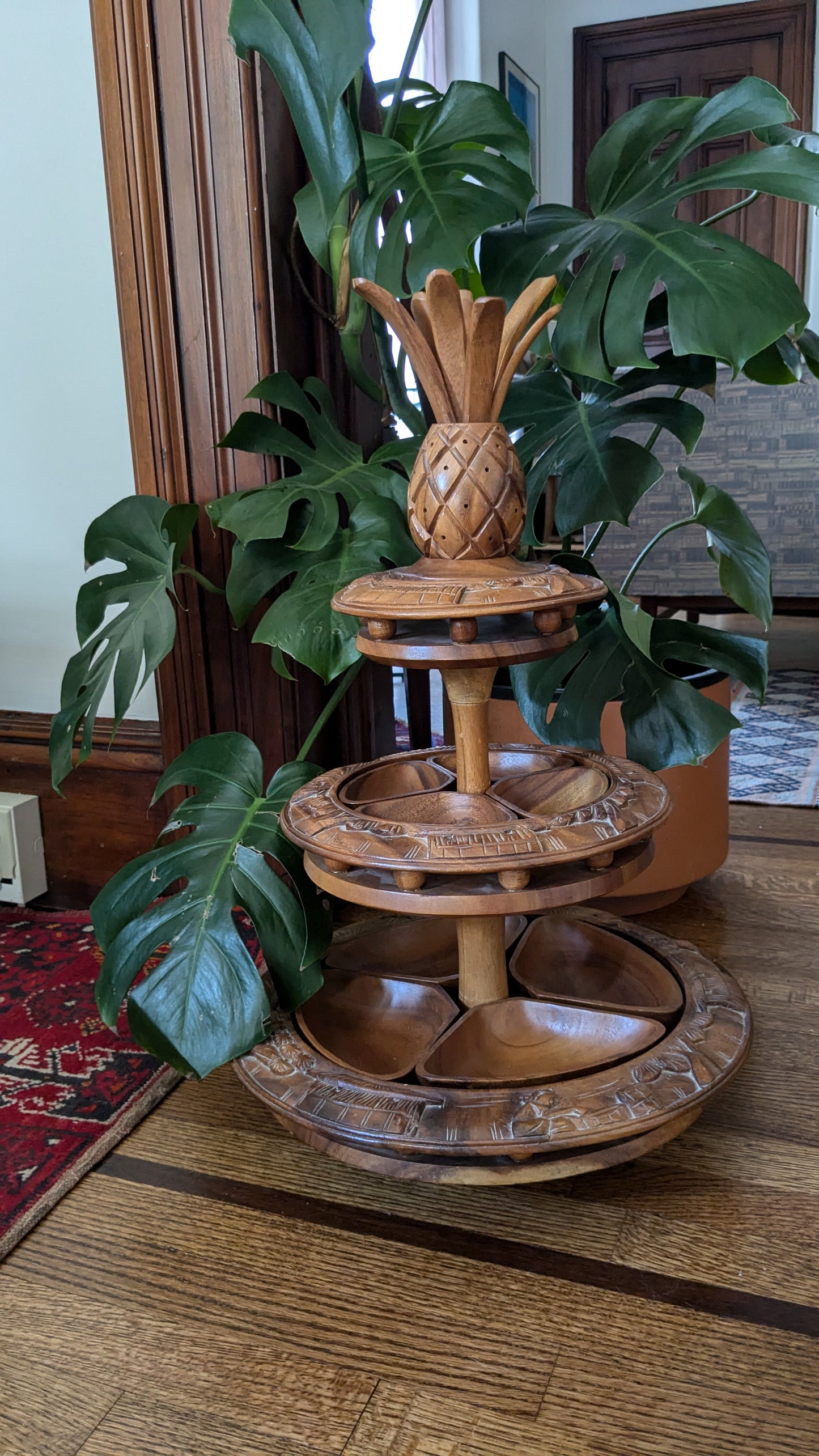 Teakwood Tiki Style Appetizer Tower