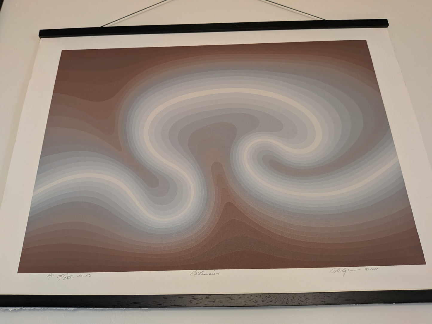 "Extrusive" op art screenprint by Roy Ahlgren (1981)