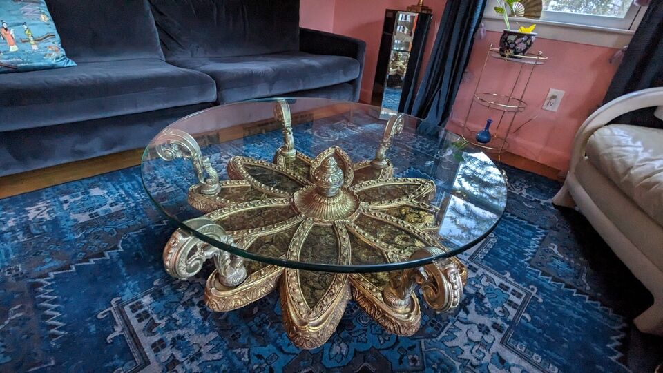 Hollywood Regency Gilded Cocktail Table