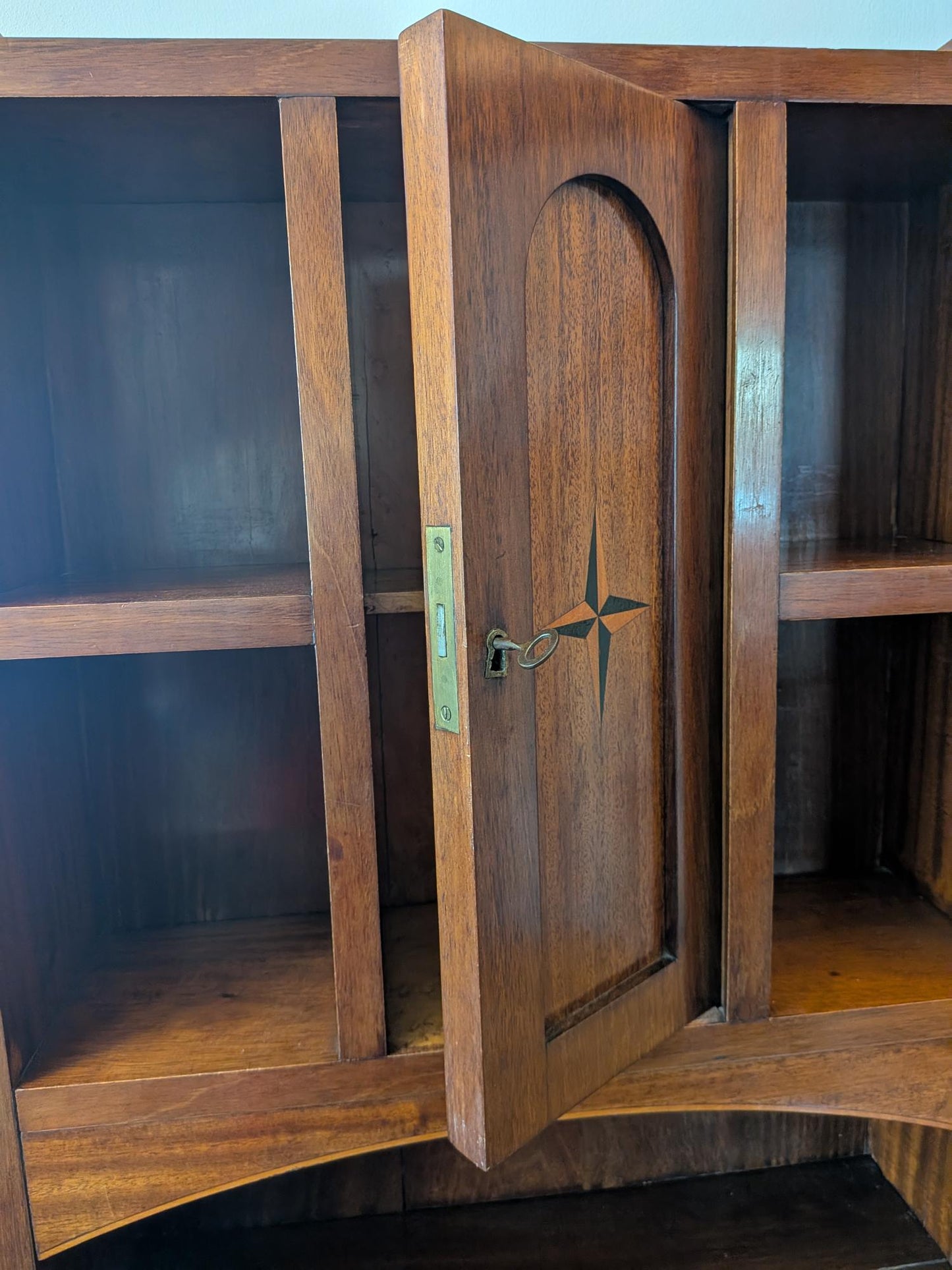 English Arts & Crafts Style Mahogany Writing Desk with Hutch